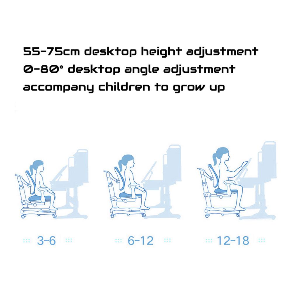 120cm Height Adjustable Children Kids Ergonomic Study Desk Blue AU - Kid Topia