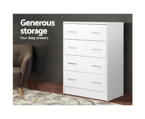 Artiss 4 Chest of Drawers - ANDES White - Kid Topia
