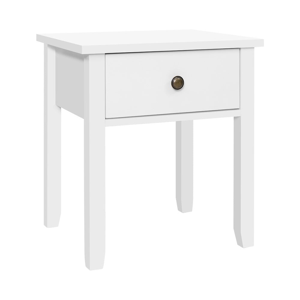 Artiss Bedside Table 1 Drawer - BOW White - Kid Topia