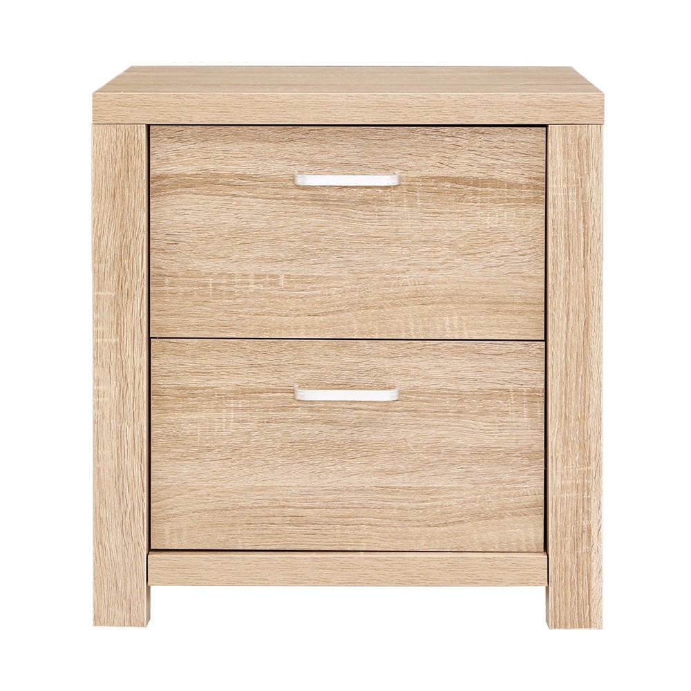 Artiss Bedside Table 2 Drawers - MAXI Pine - Kid Topia