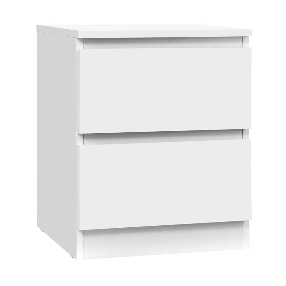 Artiss Bedside Table 2 Drawers - PEPE White - Kid Topia