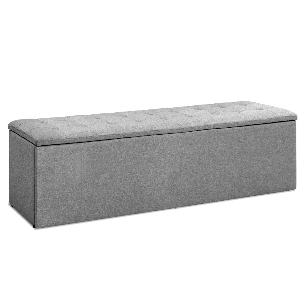 Artiss Storage Ottoman Blanket Box 140cm Linen Grey - Kid Topia