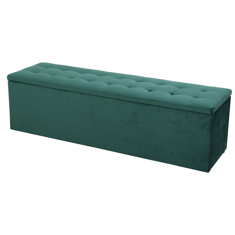 Artiss Storage Ottoman Blanket Box 140cm Velvet Green - Kid Topia
