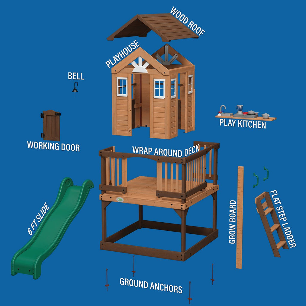 Backyard Discovery Echo Heights Cubby House with Slide - Kid Topia