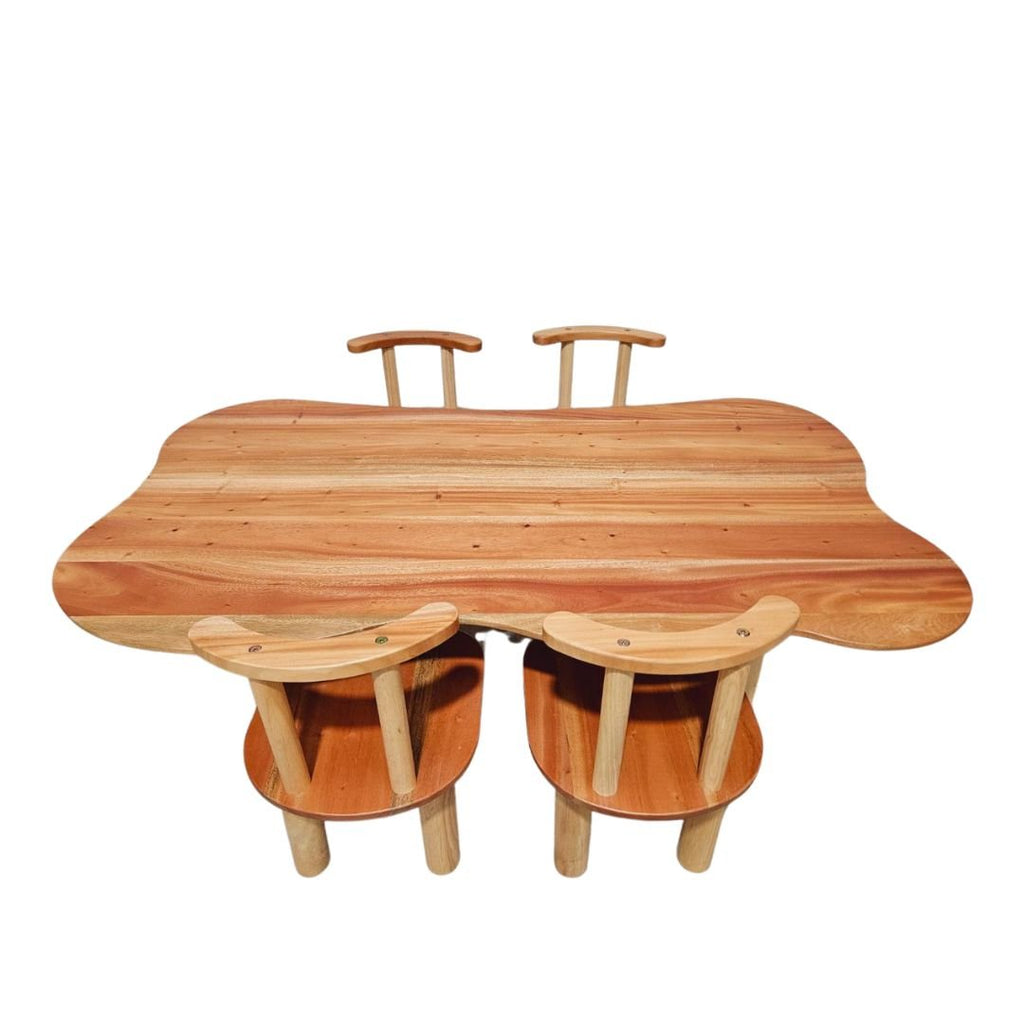 Child hardwood cloud table with 4 chairs - Kid Topia