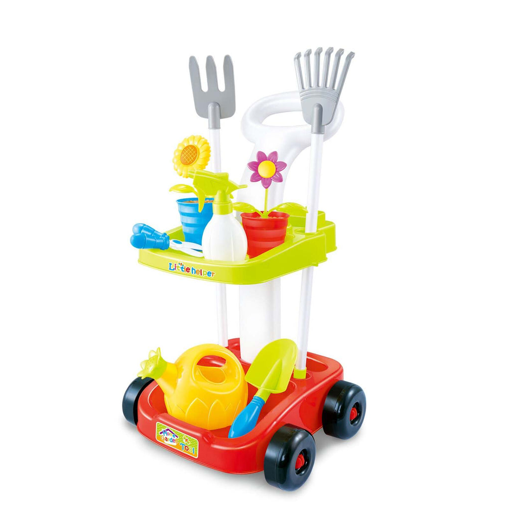 Children's Gardening Trolley Set with Fake Garden Tools for Toddlers - Kid Topia