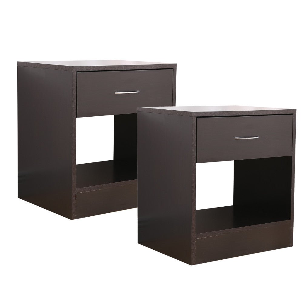 Dandi Bedside Table Nightstand with Drawer Set of 2 Brown - Kid Topia