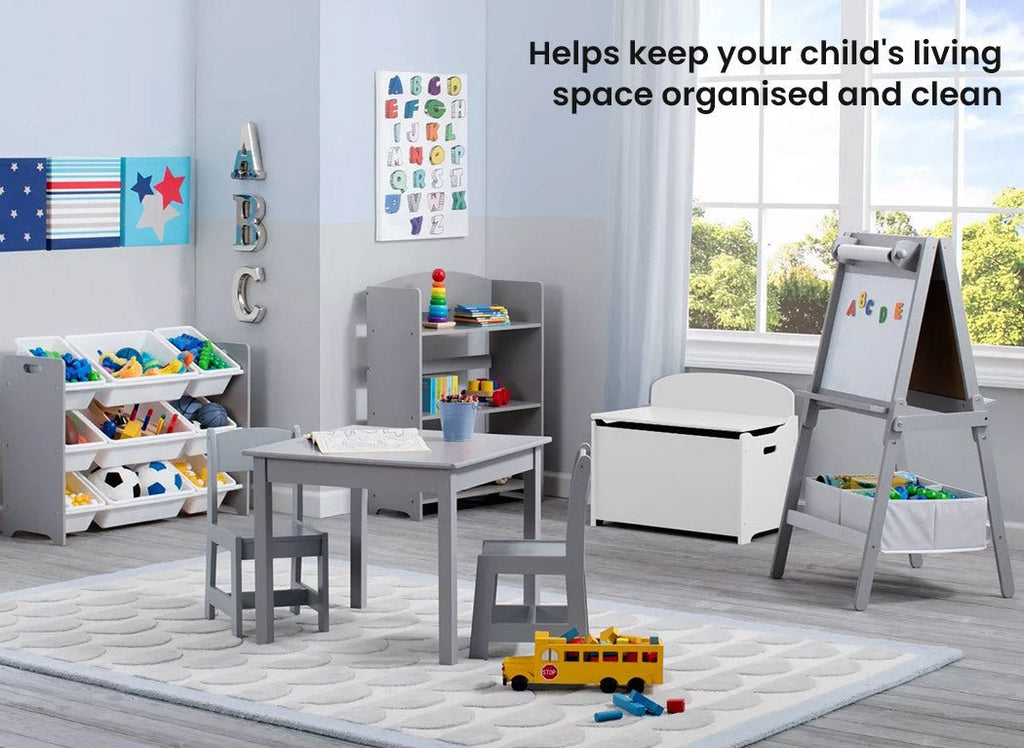DELTA CHILDREN Deluxe Toy Box Kids Furniture Chest Bedroom Wooden Storage White - Kid Topia