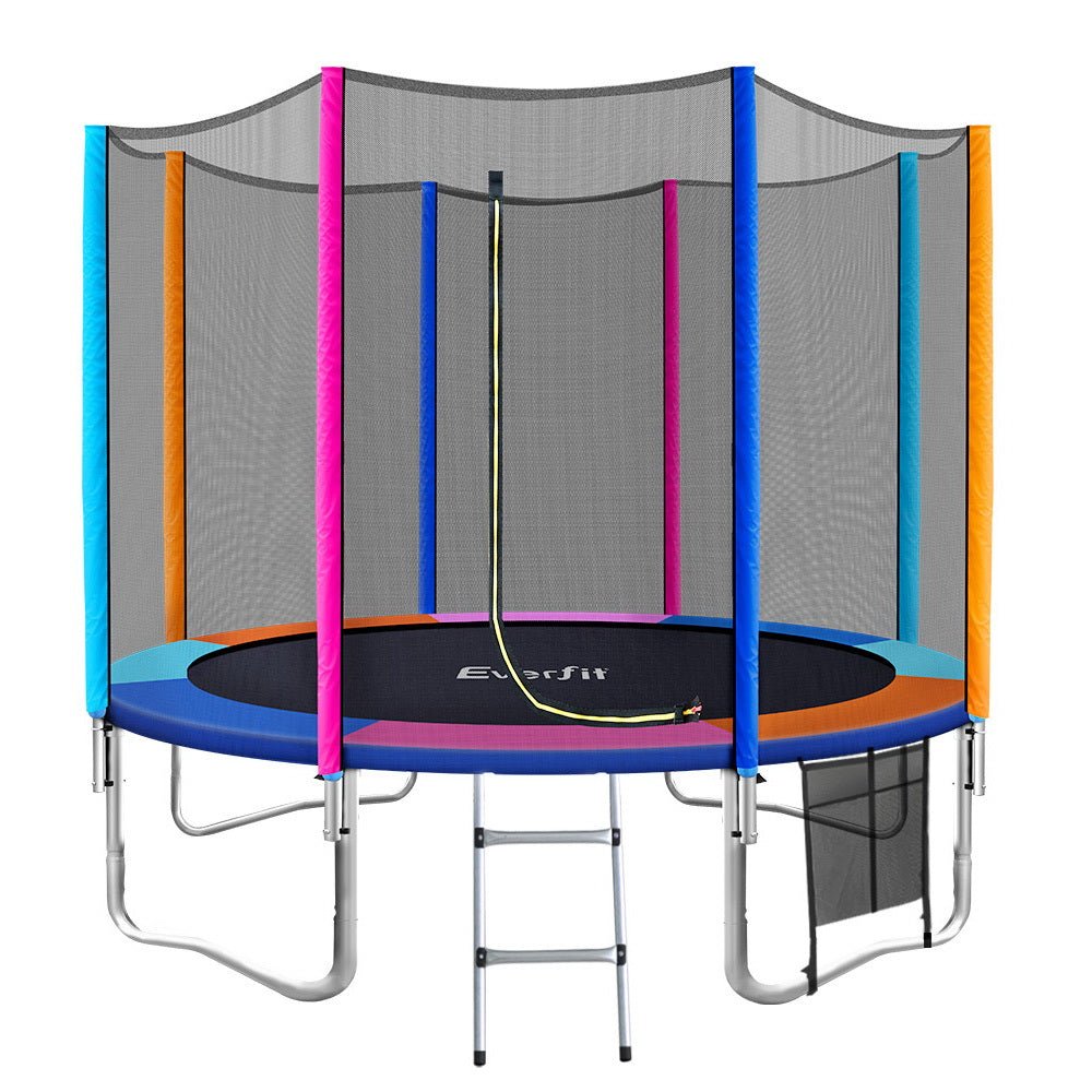 Everfit 10FT Trampoline for Kids w/ Ladder Enclosure Safety Net Pad Gift Round - Kid Topia