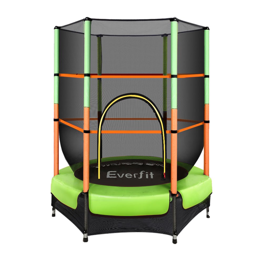 Everfit 4.5FT Trampoline for Kids w/ Enclosure Safety Net Rebounder Gift Green - Kid Topia
