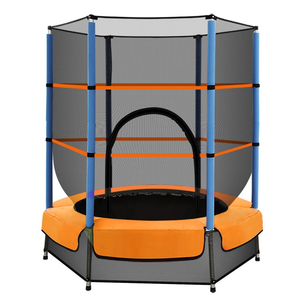 Everfit 4.5FT Trampoline for Kids w/ Enclosure Safety Net Rebounder Gift Orange - Kid Topia