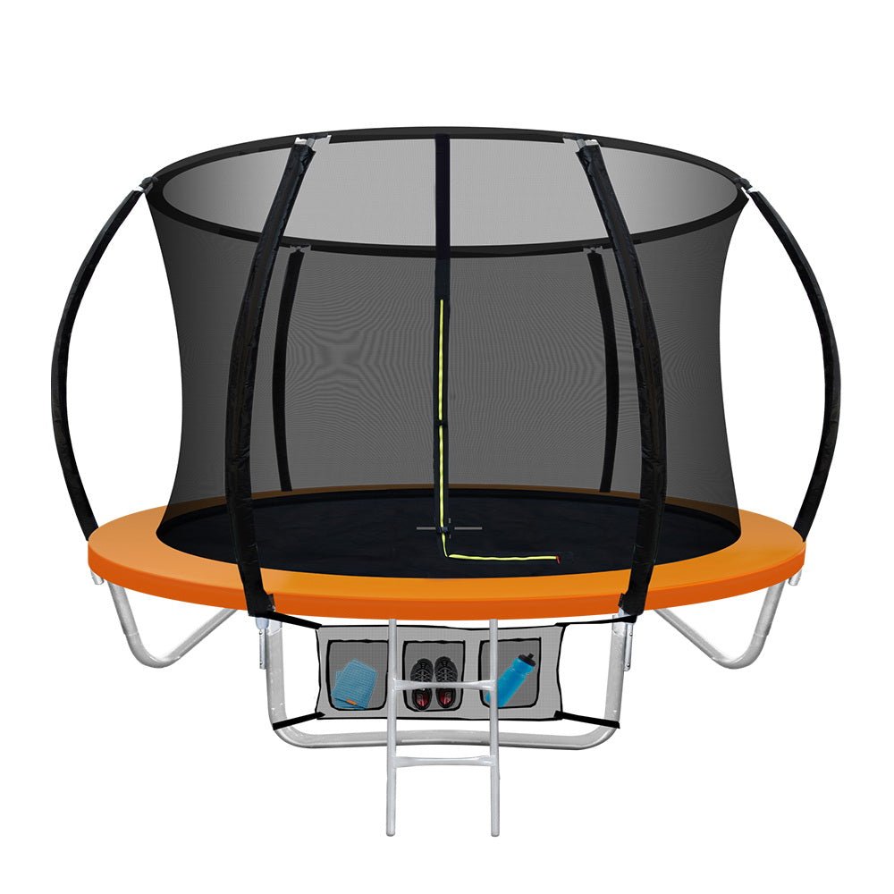 Everfit 8FT Trampoline for Kids w/ Ladder Enclosure Safety Net Rebounder Orange - Kid Topia