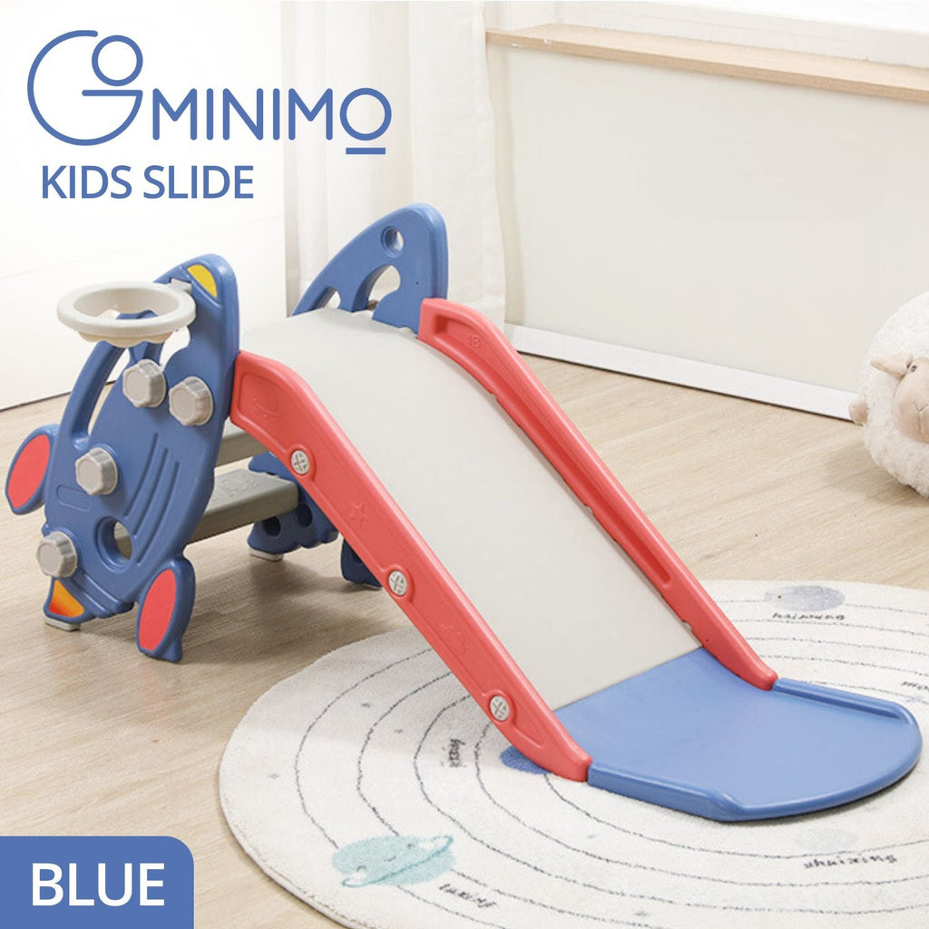 GOMINIMO Kids Slide with Basketball Hoop (Blue Rocket) GO-KS-102-TF - Kid Topia