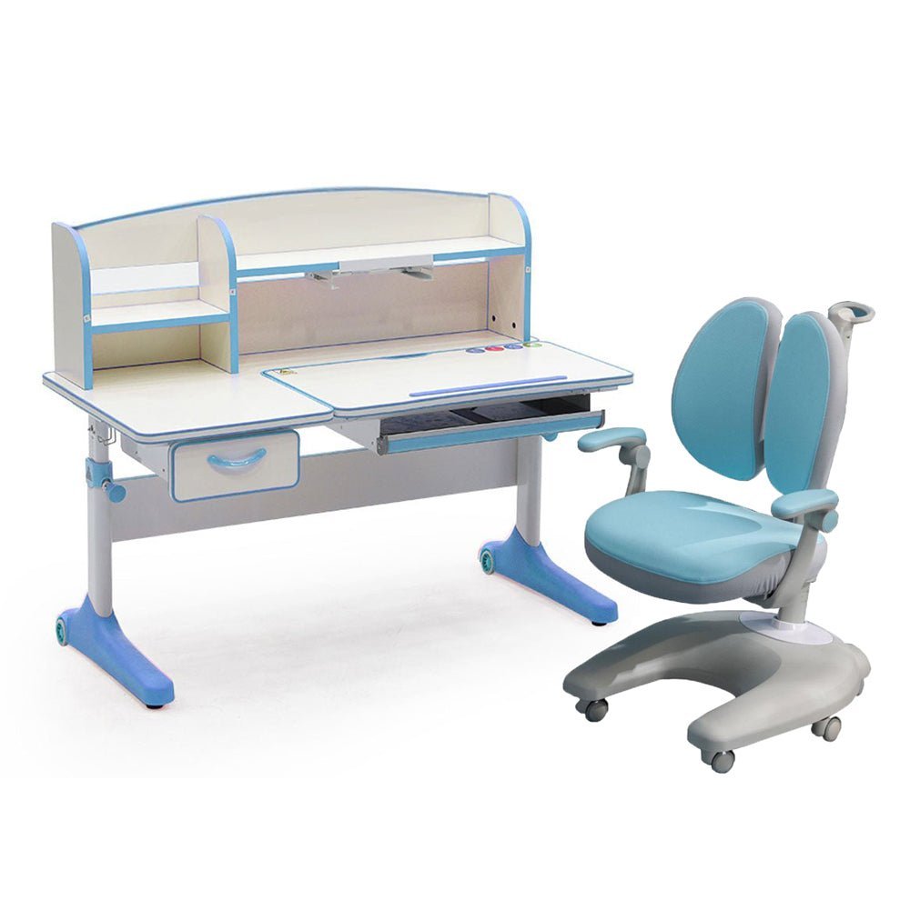 Height Adjustable Children Kids Ergonomic Study Desk Chair Set 120cm Blue AU - Kid Topia