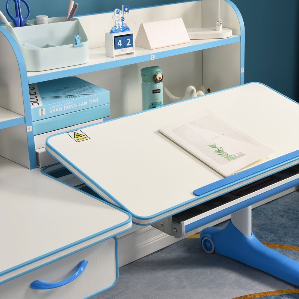 Height Adjustable Children Kids Ergonomic Study Desk Chair Set 120cm Blue AU - Kid Topia
