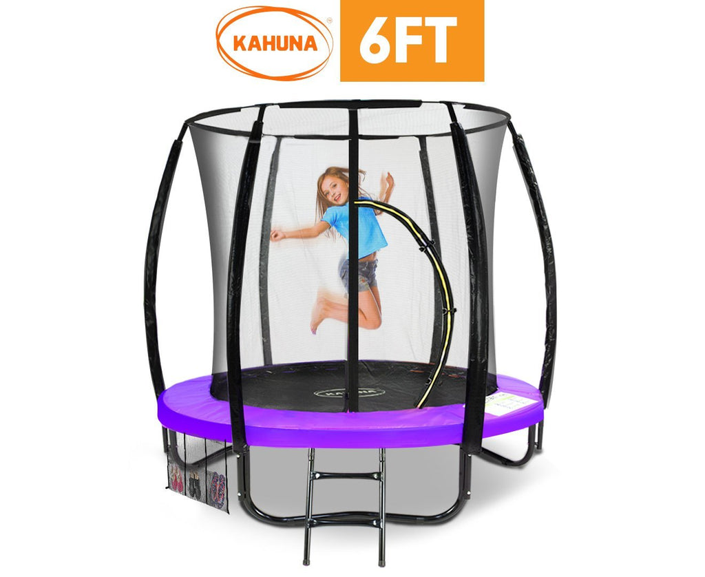 Kahuna Classic 6ft Trampoline Round Outdoor Free Safety Net Spring Pad Cover Mat Purple - Kid Topia