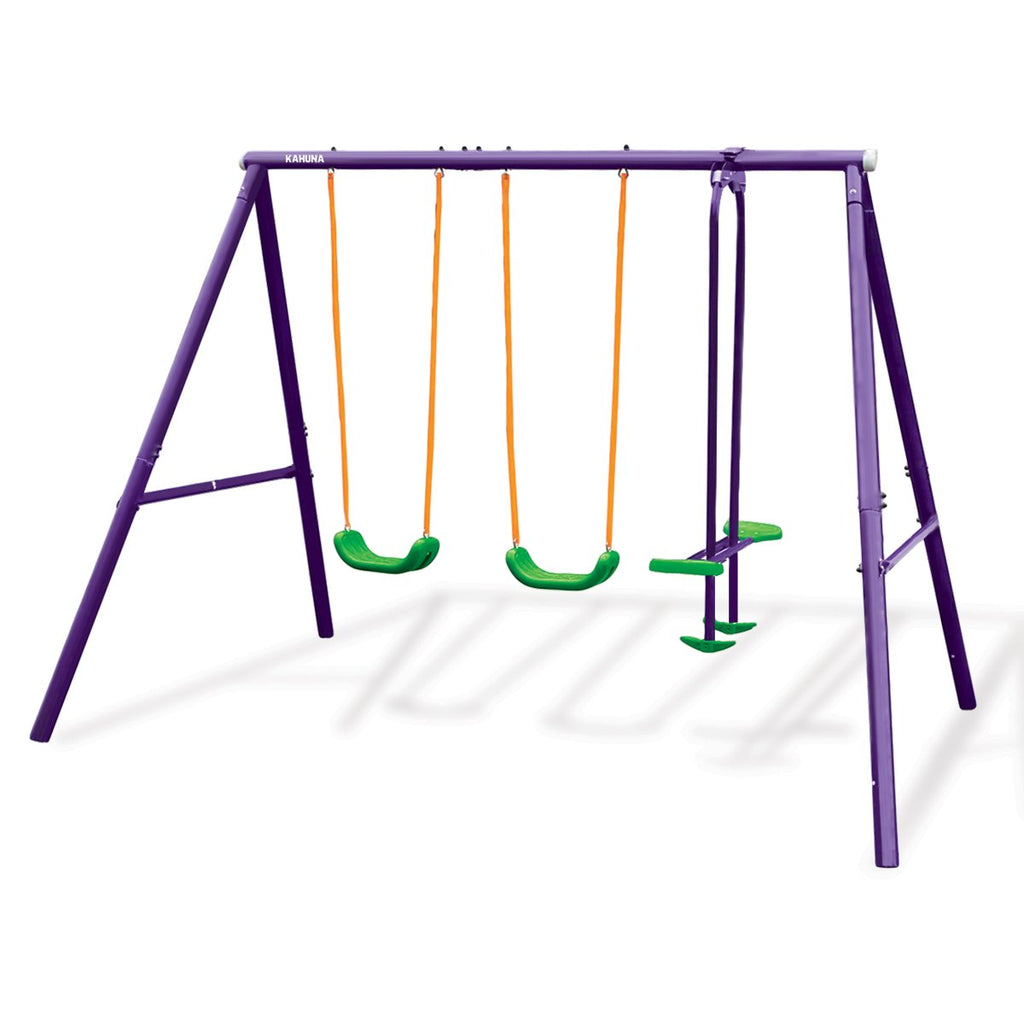 Kahuna Kids 4-Seater Swing Set Purple Green - Kid Topia