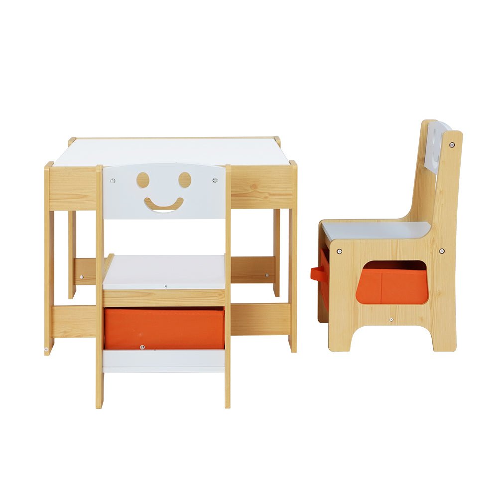 Keezi 3PCS Kids Table and Chairs Set Activity Desk Chalkboard Toys Storage Box - Kid Topia