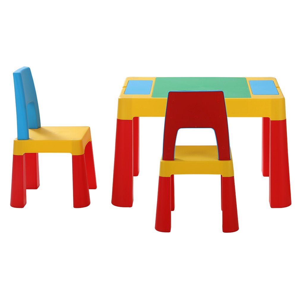 Keezi 3PCS Kids Table and Chairs Set Activity Toys Storage Box Desk Blocks - Kid Topia