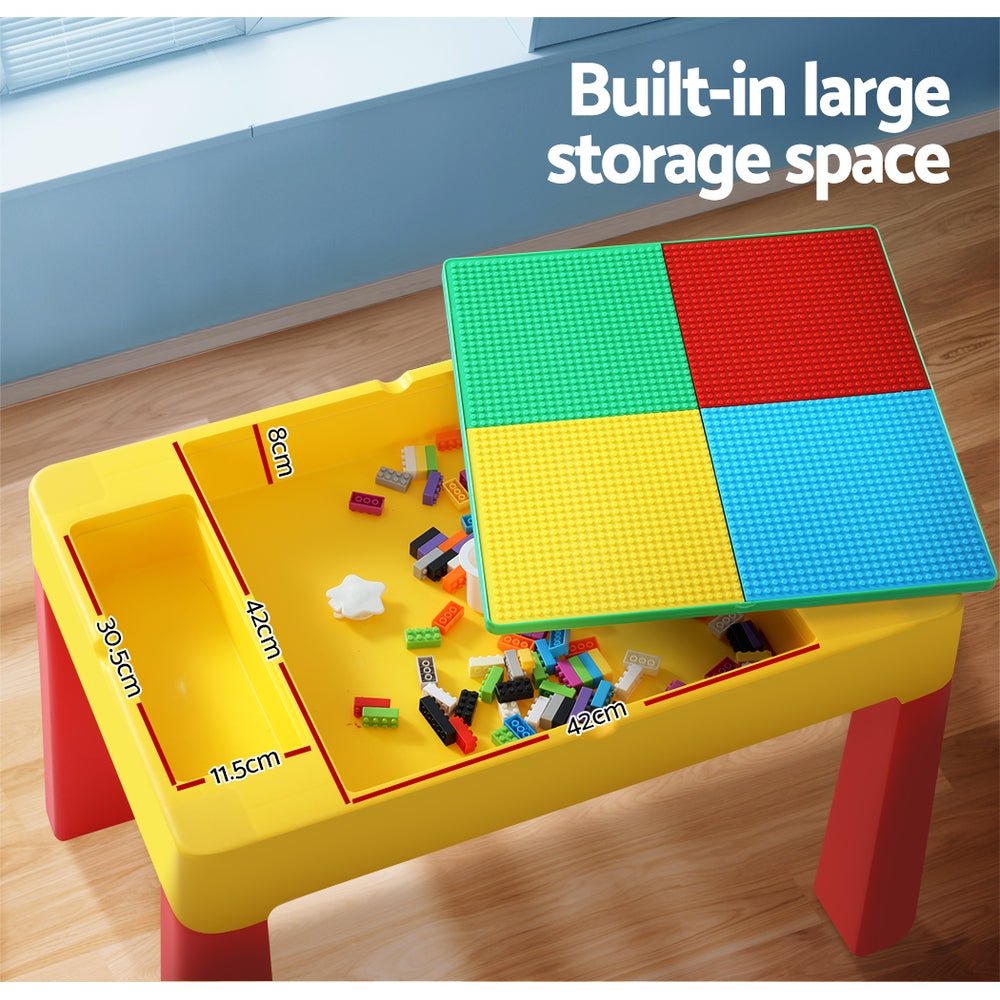Keezi 3PCS Kids Table and Chairs Set Activity Toys Storage Box Desk Blocks - Kid Topia
