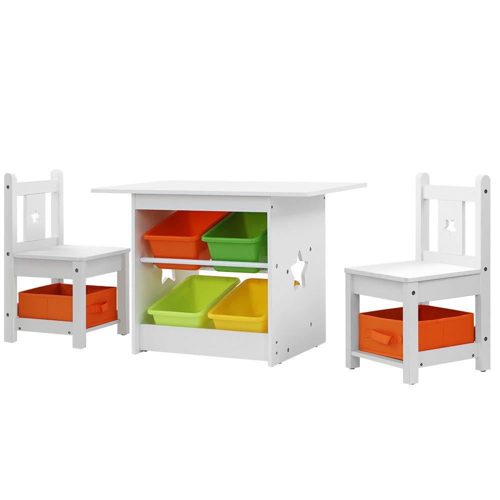 Keezi 3PCS Kids Table and Chairs Set Children Furniture Play Toys Storage Box - Kid Topia