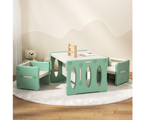 Keezi 3PCS Kids Table and Chairs Set HDPE - Kid Topia