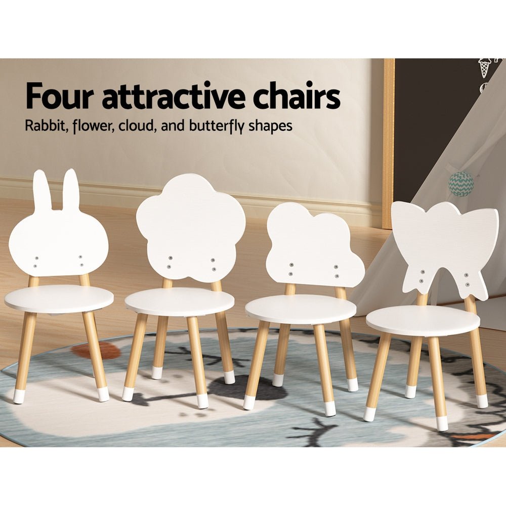 Keezi 5PCS Kids Table and Chairs Set Children Activity Study Play Desk White - Kid Topia