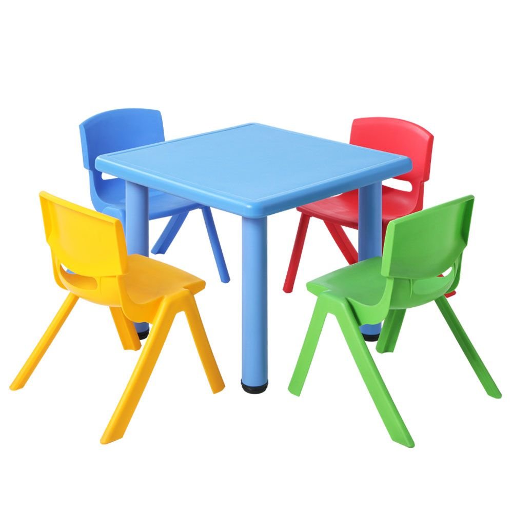 Keezi 5PCS Kids Table and Chairs Set Children Study Desk Furniture Plastic 4 Chairs - Kid Topia