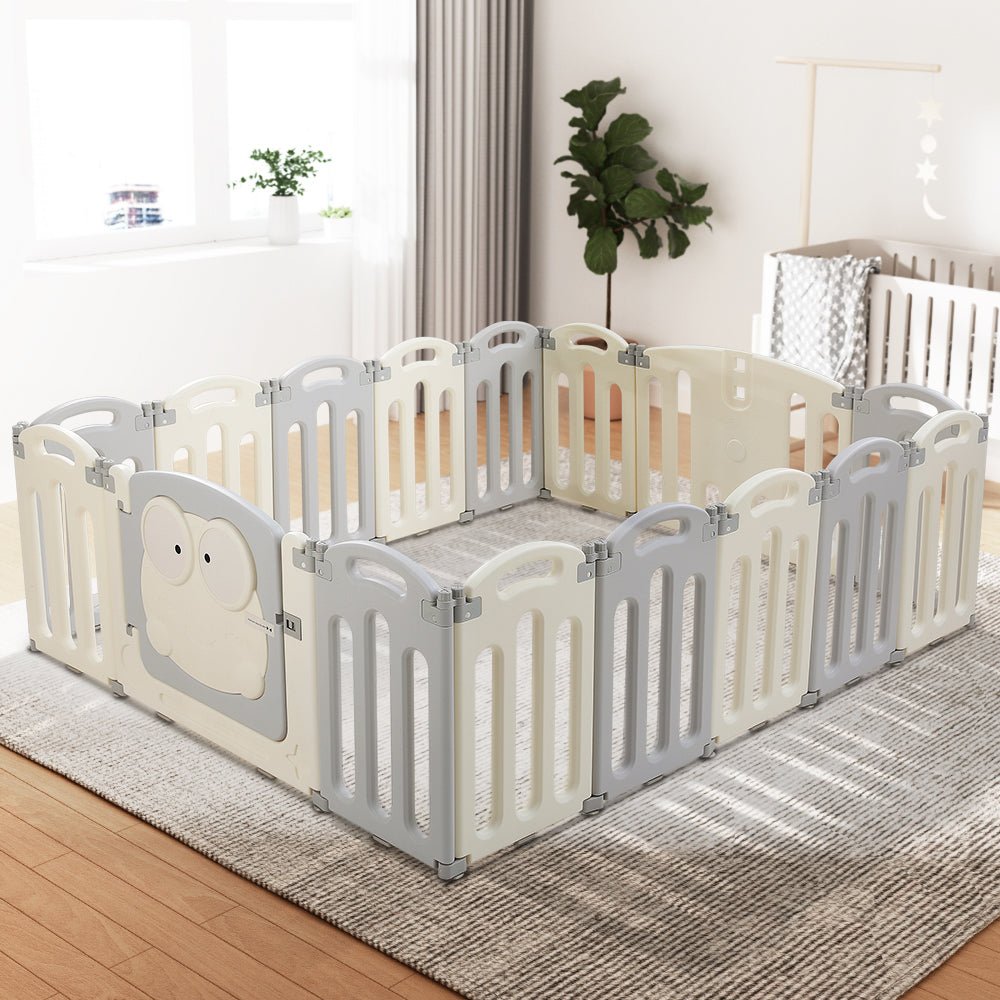Keezi Baby Playpen 16 Panels Foldable Toddler Fence Safety Play Activity Centre - Kid Topia