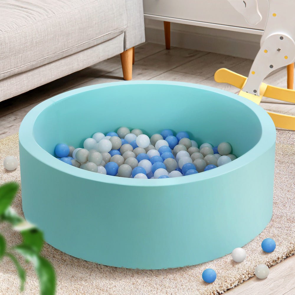 Keezi Kids Ball Pit 90x30cm Ocean Foam Play Pool Barrier Toys Children Blue - Kid Topia