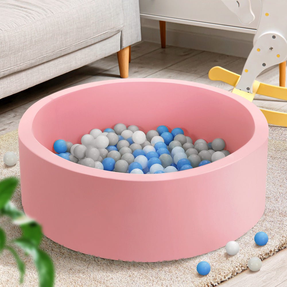 Keezi Kids Ball Pit 90x30cm Ocean Foam Play Pool Barrier Toys Children Pink - Kid Topia