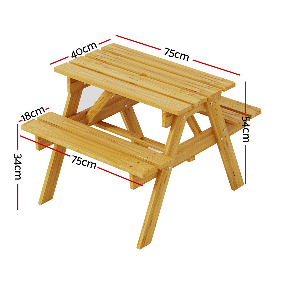 Keezi Kids Outdoor Table and Chairs Picnic Bench Seat Children Wooden Indoor - Kid Topia