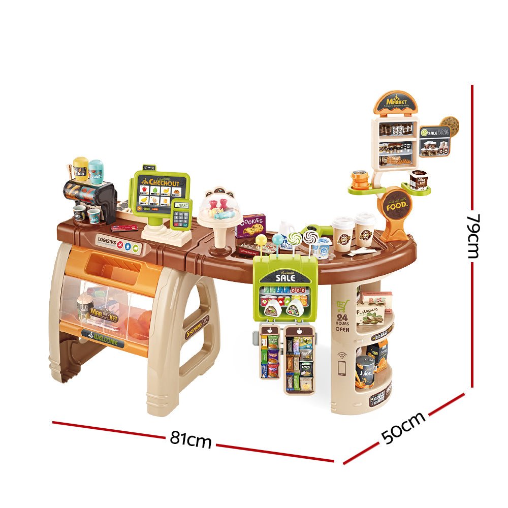 Keezi Kids Pretend Role Play Grocery Supermarket 52 Piece Playset Cash Register - Kid Topia