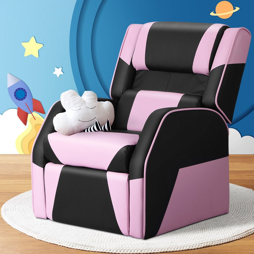 Keezi Kids Recliner Chair Gaming Lounge Sofa Couch PU Leather Children Armchair - Kid Topia