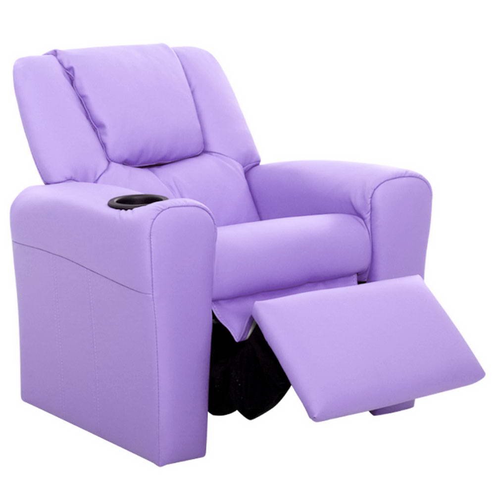 Keezi Kids Recliner Chair Purple PU Leather Sofa Lounge Couch Children Armchair - Kid Topia