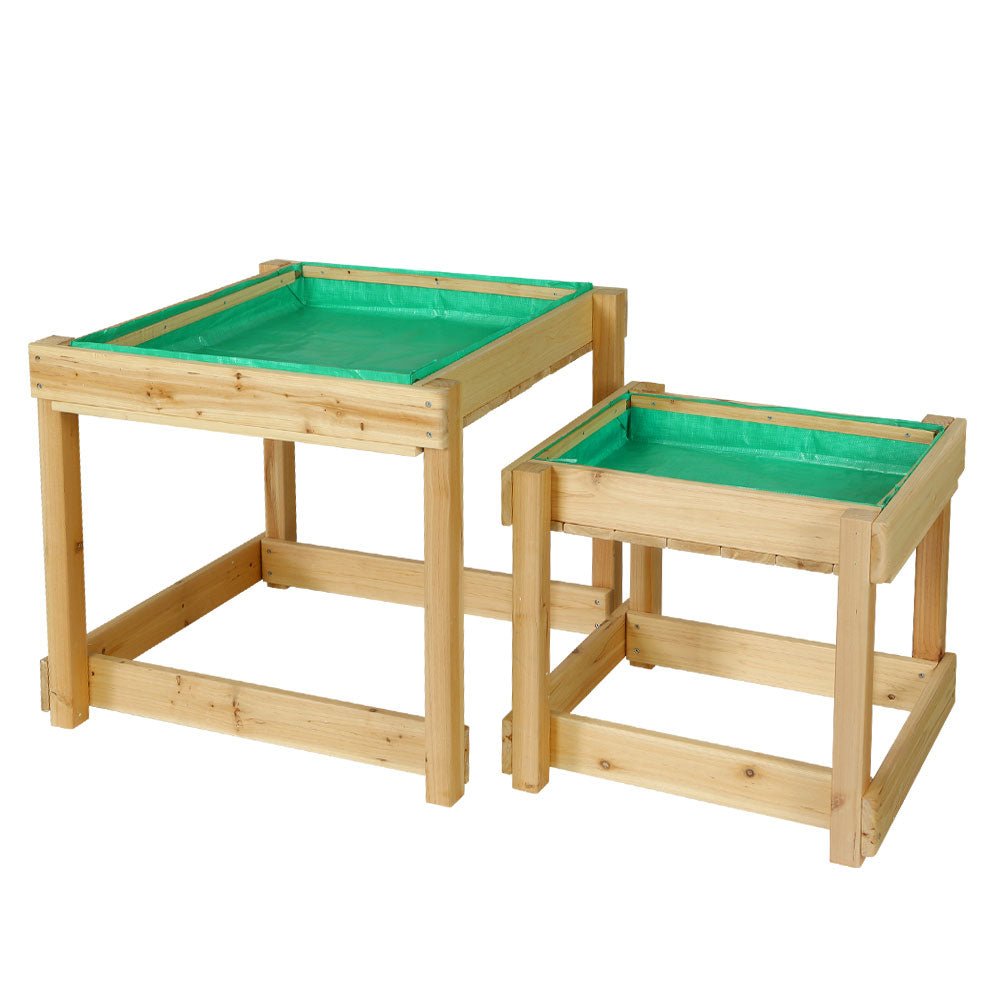 Keezi Kids Sandpit Wooden Sandbox Sand Pit Water Table Outdoor Toys 101cm - Kid Topia