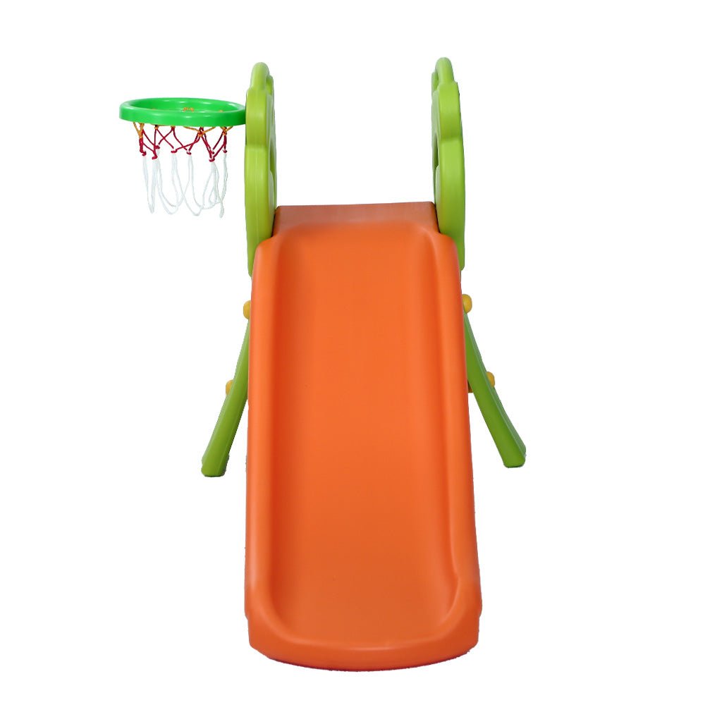 Keezi Kids Slide Set Basketball Hoop Indoor Outdoor Playground Toys 100cm Orange - Kid Topia