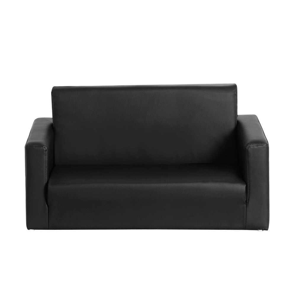 Keezi Kids Sofa 2 Seater Chair Children Flip Open Couch Armchair Black - Kid Topia