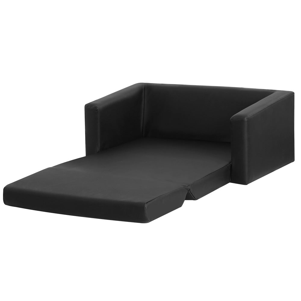 Keezi Kids Sofa 2 Seater Chair Children Flip Open Couch Armchair Black - Kid Topia