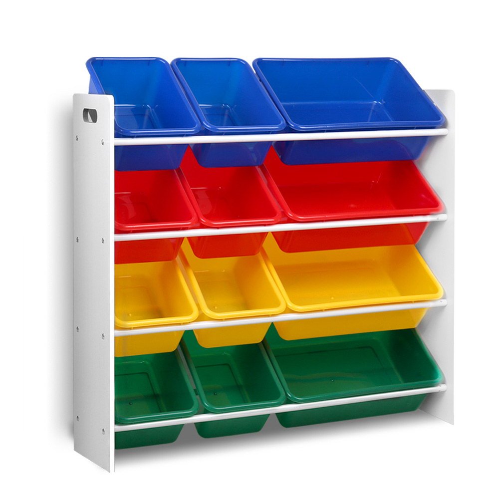 Keezi Kids Toy Box 12 Bins Bookshelf Organiser Children Storage Rack - Kid Topia