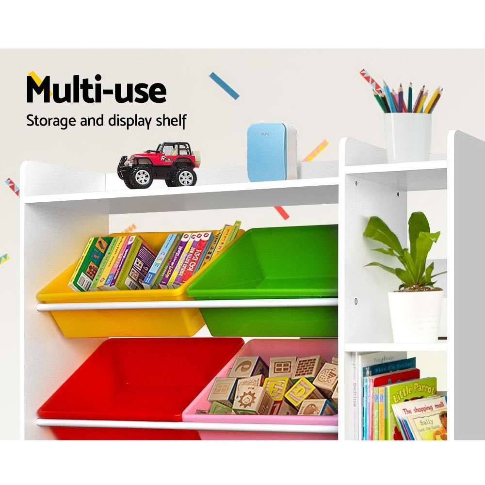 Keezi Kids Toy Box 8 Bins Bookshelf Storage Rack Organiser Toy Display - Kid Topia