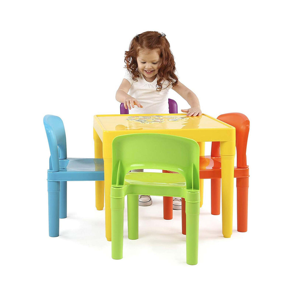 Kids Plastic 5-Piece Table & 4 Chairs Set (Multicoloured) - Kid Topia