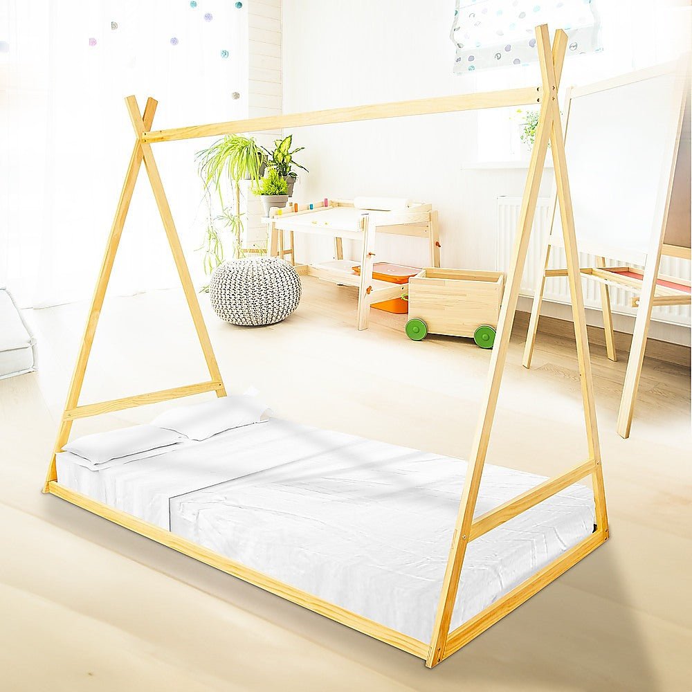 Kids Tent Montessori Toddler Floor Bed Wooden Bedframe - Kid Topia