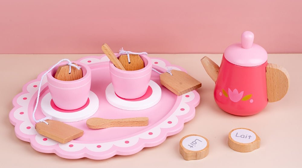Kids Wooden Kitchen Tea Set Pretend Play - Kid Topia