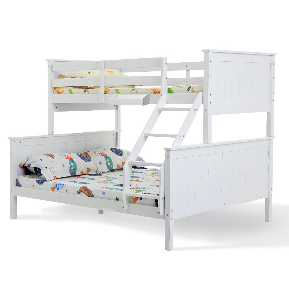 KINGSTON SLUMBER Bunk Bed Frame Modular Single White Wood Kids Double Deck Twin - Kid Topia
