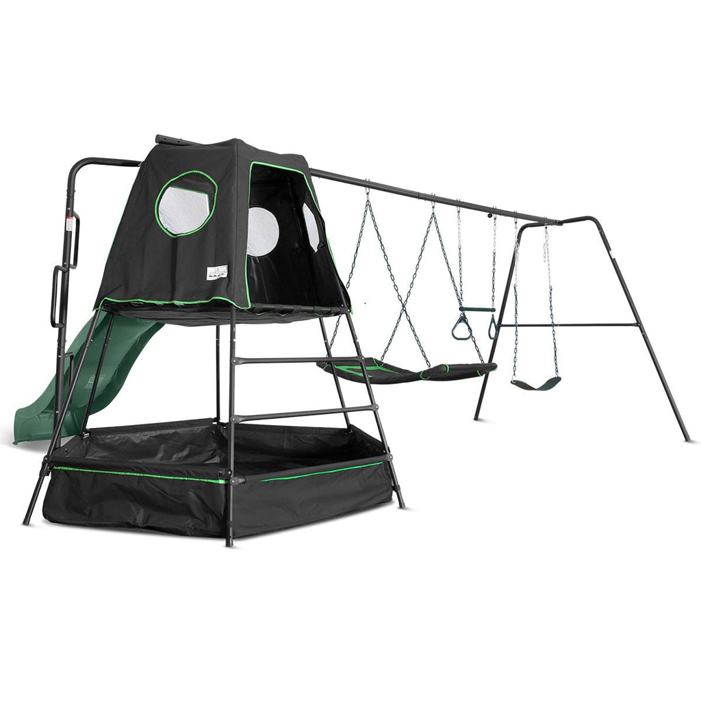 Lifespan Kids Pallas Play Tower with Metal Swing Set in Green Slide - Kid Topia