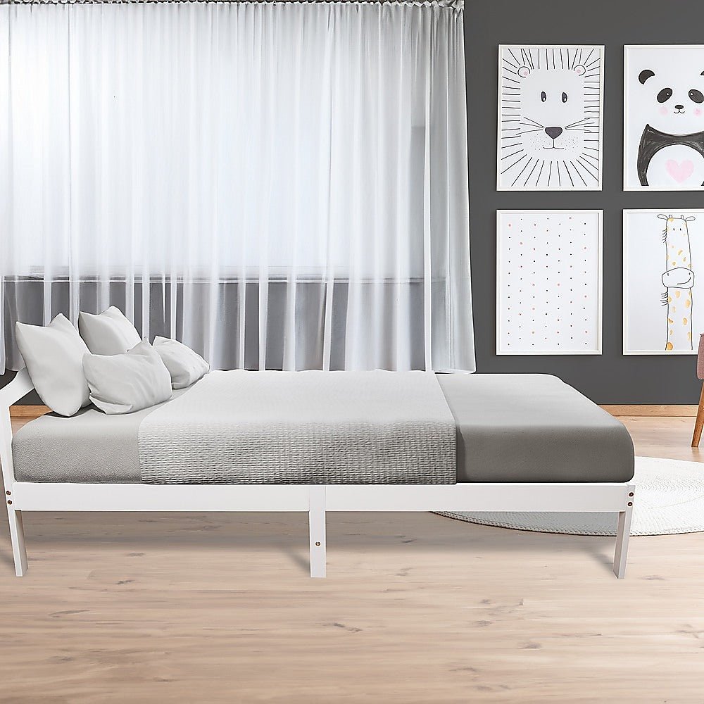 Natural Wooden Bed Frame Home Furniture - Kid Topia