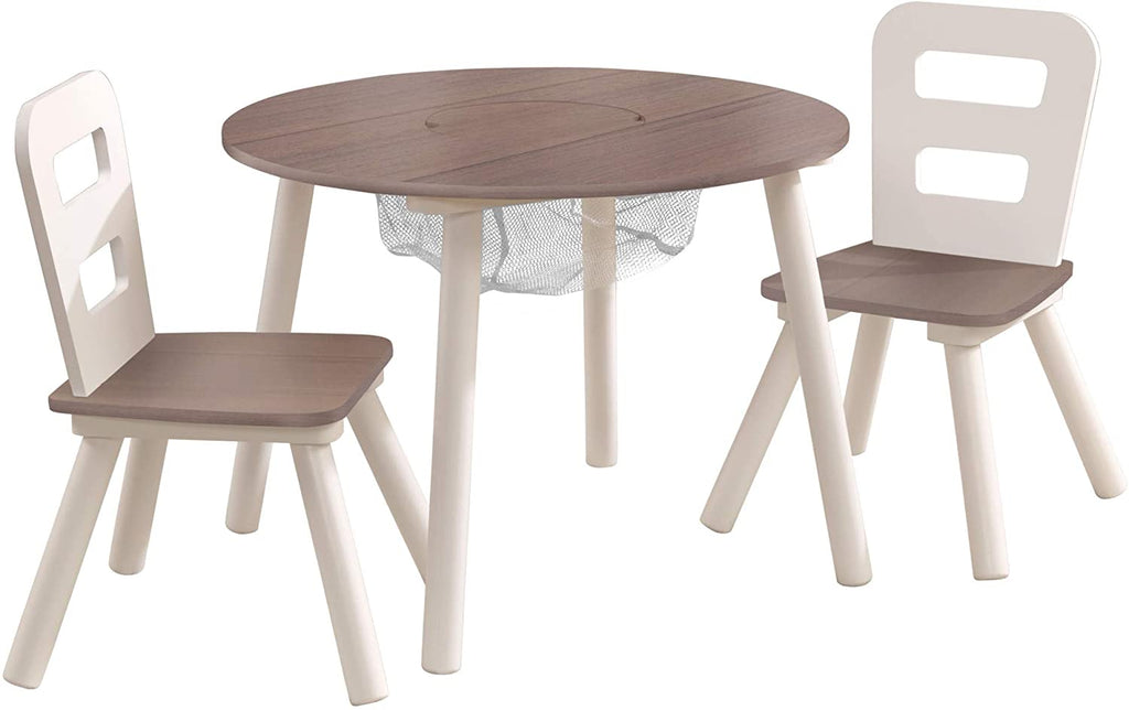 Round Table and 2 Chair Set for children (Grey) - Kid Topia