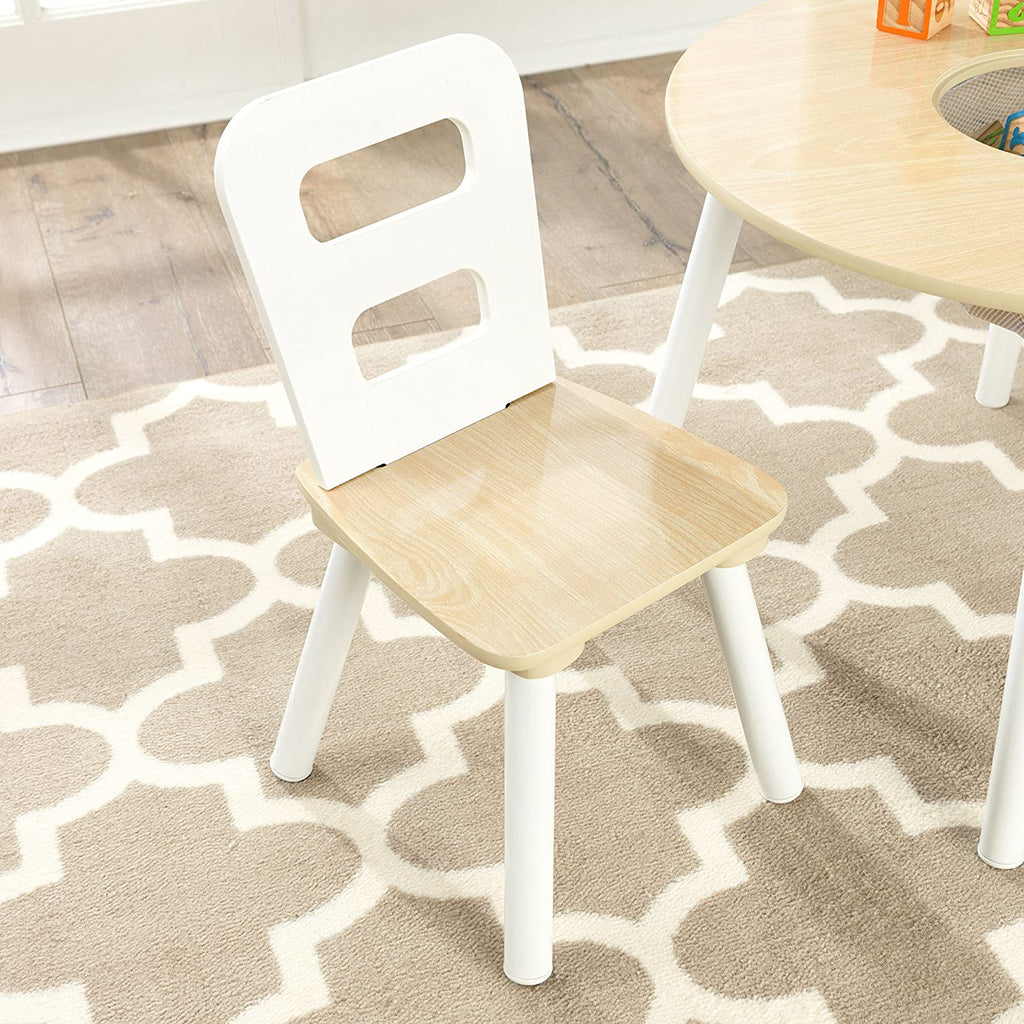 Round Table and 2 Chair Set for children (White Natural) - Kid Topia