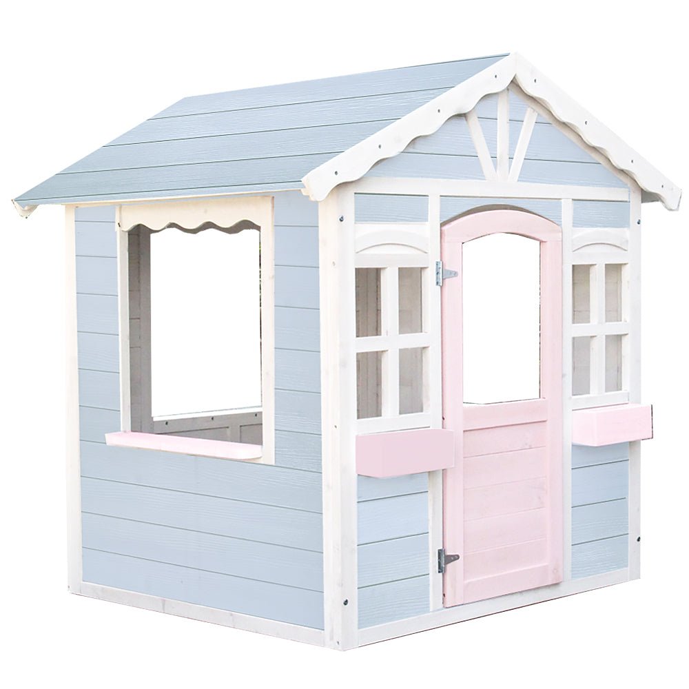 ROVO KIDS Cottage Style Wooden Outdoor Cubby House Girls Childrens Playhouse - Kid Topia